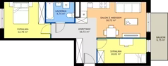 3 pokoje, apartament 54,96 m², piętro 1, oferta nr H/7, Apartamenty Park Matecznego etap 2.2, Kraków, Podgórze, Mateczny, ul. Orawska