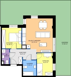 3 pokoje, apartament 59,84 m², parter, oferta nr I/16, Apartamenty Park Matecznego etap 2.2, Kraków, Podgórze, Mateczny, ul. Orawska