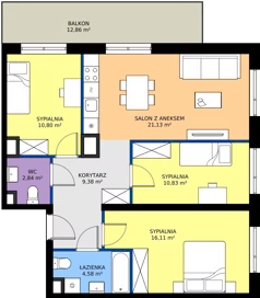 4 pokoje, mieszkanie 75,67 m², piętro 7, oferta nr D/53, Przystanek Prądnik, Kraków, Prądnik Biały, Górka Narodowa, ul. ks. Józefa Meiera 70