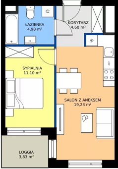 2 pokoje, mieszkanie 39,91 m², piętro 2, oferta nr D/68, Przystanek Prądnik, Kraków, Prądnik Biały, Górka Narodowa, ul. ks. Józefa Meiera 70