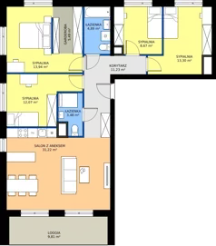 5 pokoi, mieszkanie 104,29 m², piętro 1, oferta nr D/97, Przystanek Prądnik, Kraków, Prądnik Biały, Górka Narodowa, ul. ks. Józefa Meiera 70