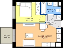 2 pokoje, mieszkanie 35,58 m², piętro 2, oferta nr D/18, Przystanek Prądnik, Kraków, Prądnik Biały, Górka Narodowa, ul. ks. Józefa Meiera 70