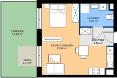 1 pokój, mieszkanie 35,68 m², parter, oferta nr D/3, Przystanek Prądnik, Kraków, Prądnik Biały, Górka Narodowa, ul. ks. Józefa Meiera 70