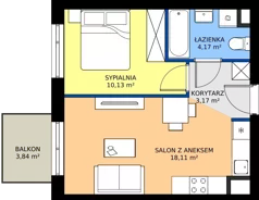 2 pokoje, mieszkanie 35,58 m², piętro 7, oferta nr D/58, Przystanek Prądnik, Kraków, Prądnik Biały, Górka Narodowa, ul. ks. Józefa Meiera 70