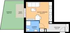 1 pokój, mieszkanie 32,03 m², parter, oferta nr A/2, Apartamenty Kamieńskiego, Wrocław, Karłowice-Różanka, ul. Kamieńskiego 53a