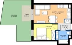 2 pokoje, mieszkanie 34,69 m², piętro 1, oferta nr A/10, Apartamenty Kamieńskiego, Wrocław, Karłowice-Różanka, ul. Kamieńskiego 53a
