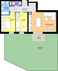 3 pokoje, mieszkanie 58,90 m², parter, oferta nr A/3, Apartamenty Kamieńskiego, Wrocław, Karłowice-Różanka, ul. Kamieńskiego 53a