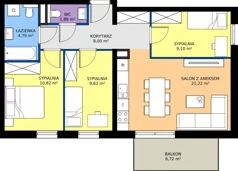 4 pokoje, mieszkanie 66,41 m², piętro 1, oferta nr A/12, Apartamenty Kamieńskiego, Wrocław, Karłowice-Różanka, ul. Kamieńskiego 53a