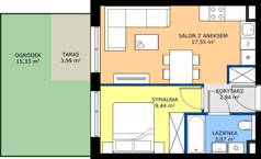 2 pokoje, mieszkanie 34,69 m², piętro 1, oferta nr A/10, Apartamenty Kamieńskiego, Wrocław, Karłowice-Różanka, ul. Kamieńskiego 53a