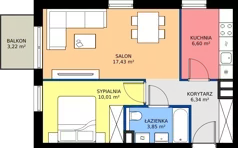 2 pokoje, mieszkanie 44,23 m², piętro 2, oferta nr A/20, Apartamenty Kamieńskiego, Wrocław, Karłowice-Różanka, ul. Kamieńskiego 53a