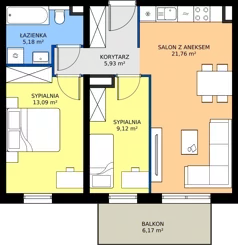3 pokoje, mieszkanie 55,08 m², piętro 3, oferta nr B/13, Apartamenty Kamieńskiego, Wrocław, Karłowice-Różanka, ul. Kamieńskiego 53a