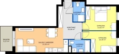 3 pokoje, mieszkanie 62,96 m², piętro 2, oferta nr B/8, Apartamenty Kamieńskiego, Wrocław, Karłowice-Różanka, ul. Kamieńskiego 53a