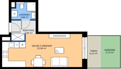 1 pokój, mieszkanie 30,44 m², piętro 1, oferta nr B/4, Osiedle przy Wielickiej etap 1.2, Kraków, Bieżanów-Prokocim, ul. M. Orwid