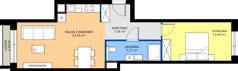 2 pokoje, mieszkanie 48,84 m², piętro 2, oferta nr B/90, Osiedle przy Wielickiej etap 1.2, Kraków, Bieżanów-Prokocim, ul. M. Orwid