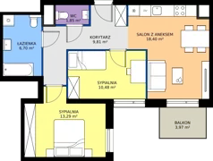 3 pokoje, mieszkanie 60,53 m², piętro 4, oferta nr B/24, Osiedle przy Wielickiej etap 1.2, Kraków, Bieżanów-Prokocim, ul. M. Orwid