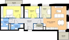 4 pokoje, mieszkanie 80,68 m², piętro 3, oferta nr B/15, Osiedle przy Wielickiej etap 1.2, Kraków, Bieżanów-Prokocim, ul. M. Orwid