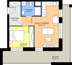 2 pokoje, mieszkanie 40,11 m², piętro 1, oferta nr B/47, Osiedle przy Wielickiej etap 1.2, Kraków, Bieżanów-Prokocim, ul. M. Orwid