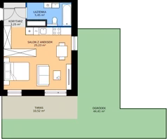 1 pokój, mieszkanie 33,93 m², piętro 1, oferta nr B/2, Osiedle przy Wielickiej etap 1.2, Kraków, Bieżanów-Prokocim, ul. M. Orwid