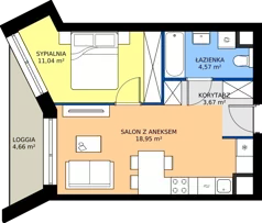 2 pokoje, mieszkanie 38,23 m², piętro 1, oferta nr B/6, Osiedle przy Wielickiej etap 1.2, Kraków, Bieżanów-Prokocim, ul. M. Orwid
