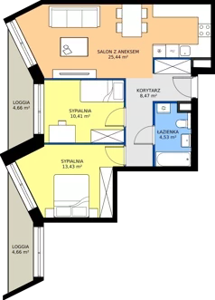 3 pokoje, mieszkanie 62,28 m², piętro 2, oferta nr B/50, Osiedle przy Wielickiej etap 1.2, Kraków, Bieżanów-Prokocim, ul. M. Orwid