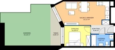 2 pokoje, mieszkanie 39,28 m², piętro 1, oferta nr B/45, Osiedle przy Wielickiej etap 1.2, Kraków, Bieżanów-Prokocim, ul. M. Orwid