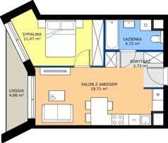 2 pokoje, mieszkanie 39,63 m², piętro 4, oferta nr B/27, Osiedle przy Wielickiej etap 1.2, Kraków, Bieżanów-Prokocim, ul. M. Orwid