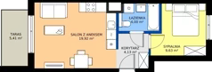 2 pokoje, mieszkanie 37,68 m², parter, oferta nr B/21, Osiedle Wilno 8.1.2, Warszawa, Targówek, Elsnerów, ul. Bukowiecka