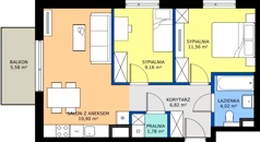 3 pokoje, mieszkanie 53,24 m², piętro 3, oferta nr B/17, Osiedle Wilno 8.1.2, Warszawa, Targówek, Elsnerów, ul. Bukowiecka