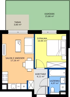 2 pokoje, mieszkanie 32,12 m², piętro 1, oferta nr D/62, Osiedle Wilno 8.1.2, Warszawa, Targówek, Elsnerów, ul. Bukowiecka