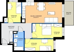 4 pokoje, mieszkanie 74,73 m², piętro 1, oferta nr C/10, Osiedle Wilno 8.1.2, Warszawa, Targówek, Elsnerów, ul. Bukowiecka