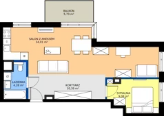2 pokoje, mieszkanie 57,76 m², piętro 1, oferta nr C/9, Osiedle Wilno 8.1.2, Warszawa, Targówek, Elsnerów, ul. Bukowiecka