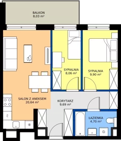 3 pokoje, mieszkanie 52,99 m², piętro 2, oferta nr C/18, Osiedle Wilno 8.1.2, Warszawa, Targówek, Elsnerów, ul. Bukowiecka