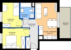 3 pokoje, mieszkanie 49,57 m², piętro 3, oferta nr C/40, Osiedle Wilno 8.1.2, Warszawa, Targówek, Elsnerów, ul. Bukowiecka