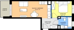 2 pokoje, mieszkanie 38,74 m², piętro 1, oferta nr C/36, Osiedle Wilno 8.1.2, Warszawa, Targówek, Elsnerów, ul. Bukowiecka