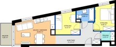 3 pokoje, mieszkanie 54,79 m², piętro 1, oferta nr C/13, Osiedle Wilno 8.1.2, Warszawa, Targówek, Elsnerów, ul. Bukowiecka