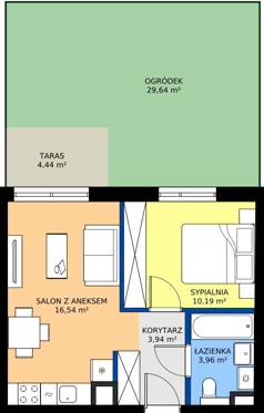 2 pokoje, mieszkanie 32,12 m², piętro 2, oferta nr D/70, Osiedle Wilno 8.1.2, Warszawa, Targówek, Elsnerów, ul. Bukowiecka