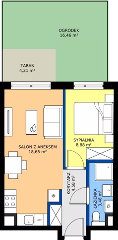 2 pokoje, mieszkanie 32,12 m², piętro 2, oferta nr D/70, Osiedle Wilno 8.1.2, Warszawa, Targówek, Elsnerów, ul. Bukowiecka