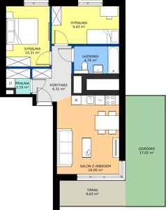3 pokoje, mieszkanie 52,40 m², parter, oferta nr D/49, Osiedle Wilno 8.1.2, Warszawa, Targówek, Elsnerów, ul. Bukowiecka