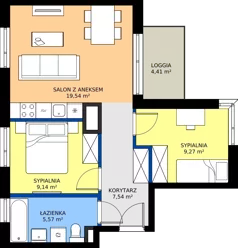 3 pokoje, mieszkanie 51,06 m², piętro 3, oferta nr D/46, Osiedle Wilno 8.1.2, Warszawa, Targówek, Elsnerów, ul. Bukowiecka