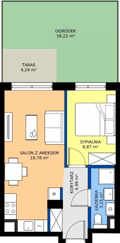 2 pokoje, mieszkanie 32,12 m², piętro 2, oferta nr D/70, Osiedle Wilno 8.1.2, Warszawa, Targówek, Elsnerów, ul. Bukowiecka