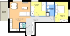 3 pokoje, mieszkanie 63,79 m², piętro 1, oferta nr D/12, Osiedle Wilno 8.1.2, Warszawa, Targówek, Elsnerów, ul. Bukowiecka