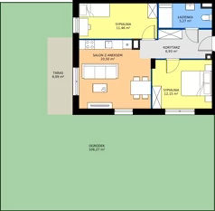 3 pokoje, mieszkanie 56,31 m², piętro 1, oferta nr T/4, Wille Biskupin 2.1, Wrocław, Biskupin-Sępolno-Dąbie-Bartoszowice, Śródmieście, ul. K. Olszewskiego