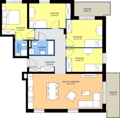 5 pokoi, mieszkanie 101,66 m², piętro 1, oferta nr T/6, Wille Biskupin 2.1, Wrocław, Biskupin-Sępolno-Dąbie-Bartoszowice, Śródmieście, ul. K. Olszewskiego
