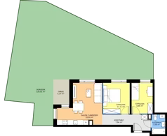 3 pokoje, mieszkanie 51,49 m², piętro 1, oferta nr T/5, Wille Biskupin 2.1, Wrocław, Biskupin-Sępolno-Dąbie-Bartoszowice, Śródmieście, ul. K. Olszewskiego