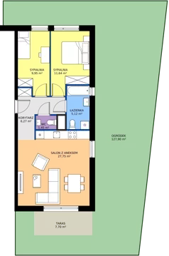 3 pokoje, mieszkanie 62,18 m², piętro 2, oferta nr W/7, Wille Biskupin 2.1, Wrocław, Biskupin-Sępolno-Dąbie-Bartoszowice, Śródmieście, ul. K. Olszewskiego