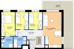 4 pokoje, mieszkanie 78,29 m², piętro 1, oferta nr C/14, Osiedle Urbino 4.2, Warszawa, Włochy, Raków, ul. Szybka