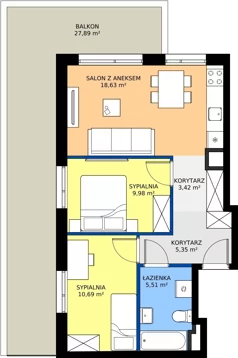 3 pokoje, mieszkanie 53,58 m², piętro 1, oferta nr C/13, Osiedle Urbino 4.2, Warszawa, Włochy, Raków, ul. Szybka