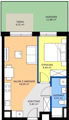 2 pokoje, mieszkanie 35,20 m², piętro 1, oferta nr D/6, Osiedle Urbino 4.2, Warszawa, Włochy, Raków, ul. Szybka