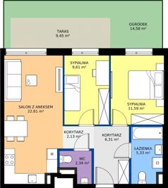 3 pokoje, mieszkanie 59,92 m², parter, oferta nr C/4, Osiedle Urbino 4.2, Warszawa, Włochy, Raków, ul. Szybka