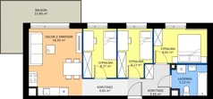 4 pokoje, mieszkanie 59,11 m², piętro 5, oferta nr D/50, Osiedle Urbino 4.2, Warszawa, Włochy, Raków, ul. Szybka